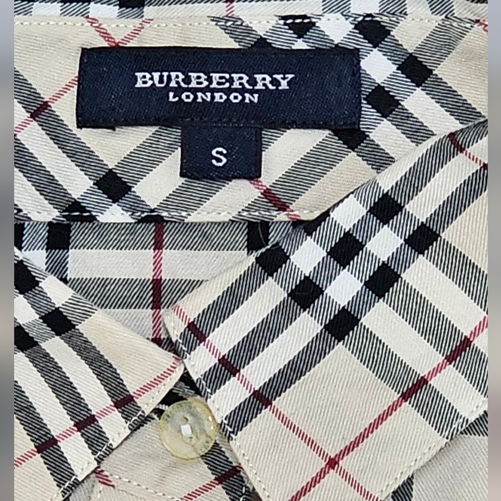 Burberry London Nova Check Plaid 3/4 Split Sleeve Button Up Shirt Size Small - Picture 3 of 12